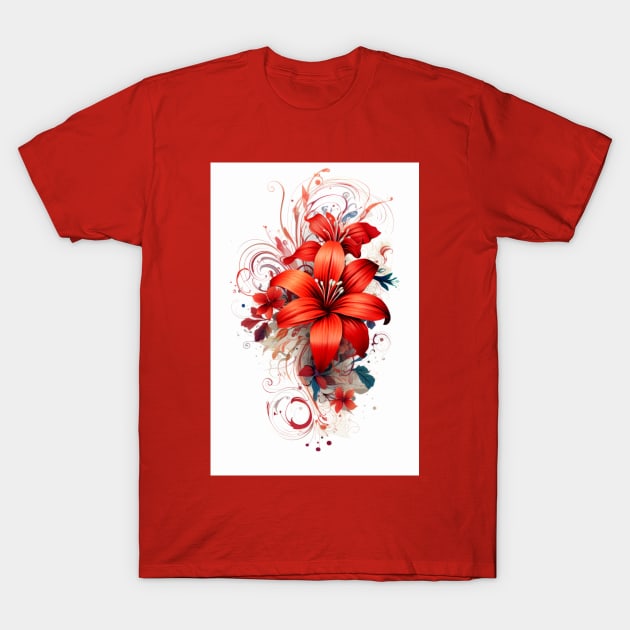 Red Flower T-Shirt by TheMadSwede